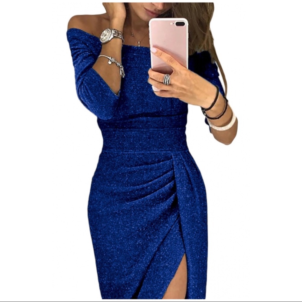 Metallic Blue Party Dress